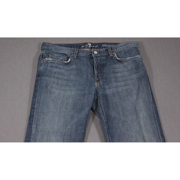 7 For All Mankind Jeans Mens Standard Straight Leg Button Fly Destressed 34X33 - Picture 2 of 14